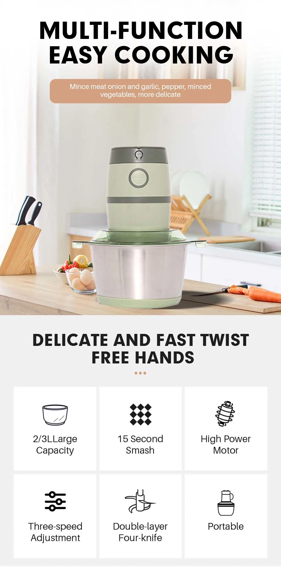 Whosale Kitchen Sink Multipurpose Electric Food Processor Mini Blender Meat Grinder