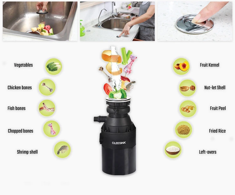 Food Waste Disposer Kitchen Garbage Crusher Continuous Feed